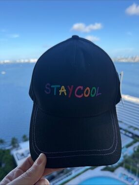 Kids Black 'Stay Cool' Embroidered Baseball Cap